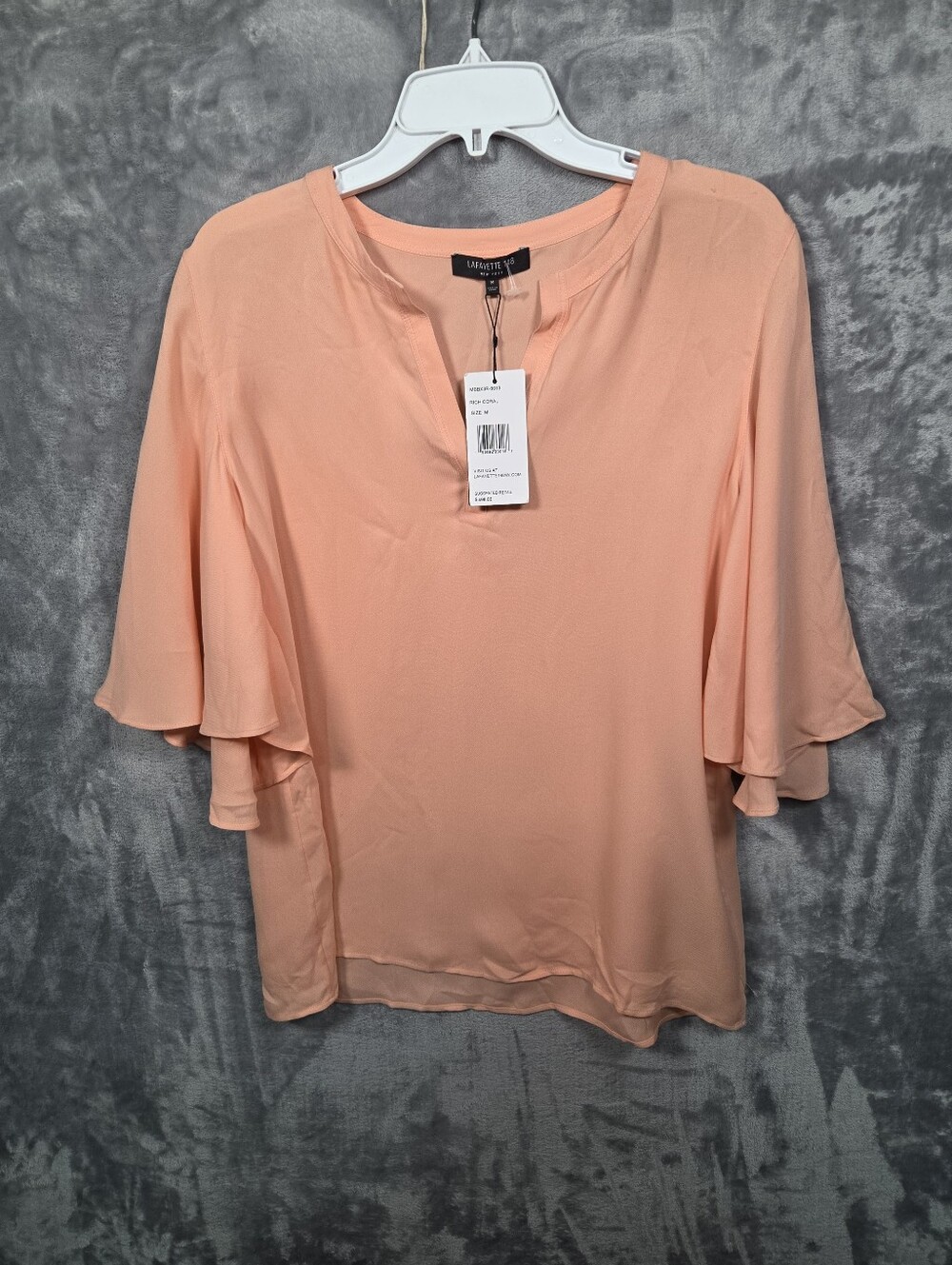Lafayette 148 New York Peach Flutter Sleeve Women’s Top